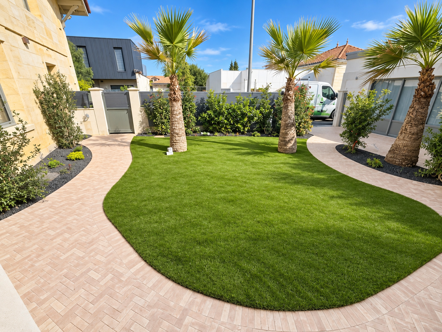Jardin paysager avec pelouse au Bouscat