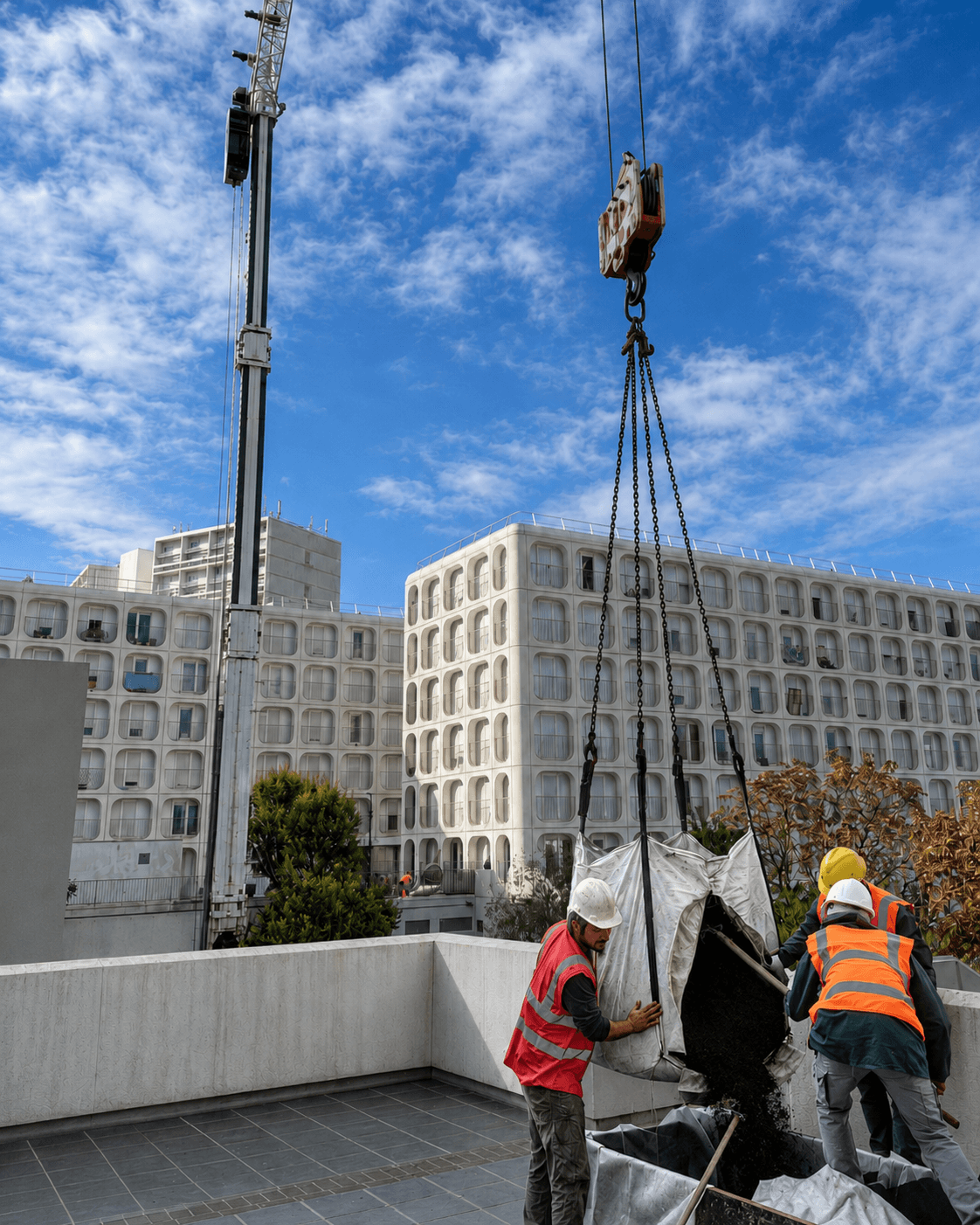 chantier toit terrasse